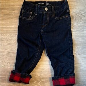 GAP Kids Navy Jeans with Red Plaid Accents